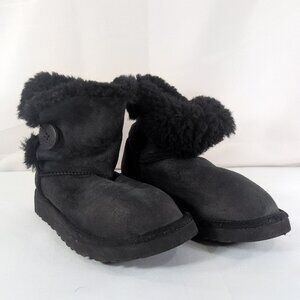 UGG Australia Boots Bailey Button 5803 Womens US 7 Black Suede Leather Booties